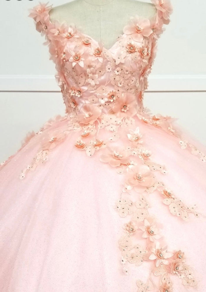 Chicas G20201 Romantic Printed Glitter Quinceañera Royal BallDress Tulle Dress