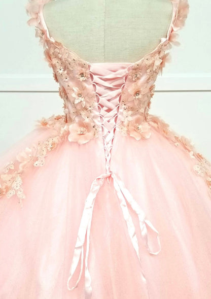Chicas G20201 Romantic Printed Glitter Quinceañera Royal BallDress Tulle Dress