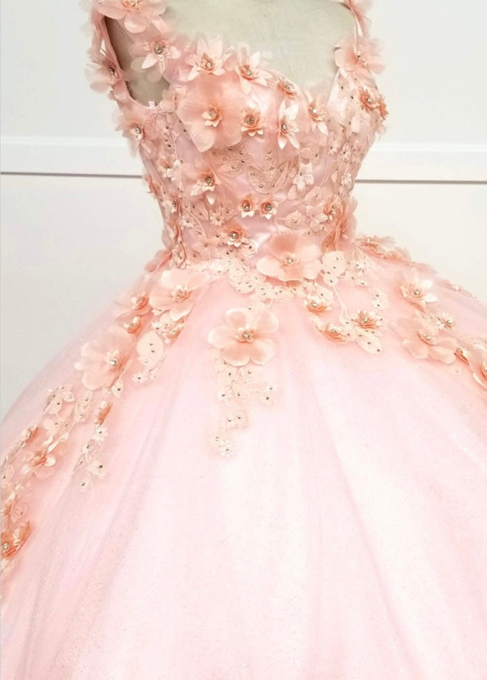 Chicas G20201 Romantic Printed Glitter Quinceañera Royal BallDress Tulle Dress