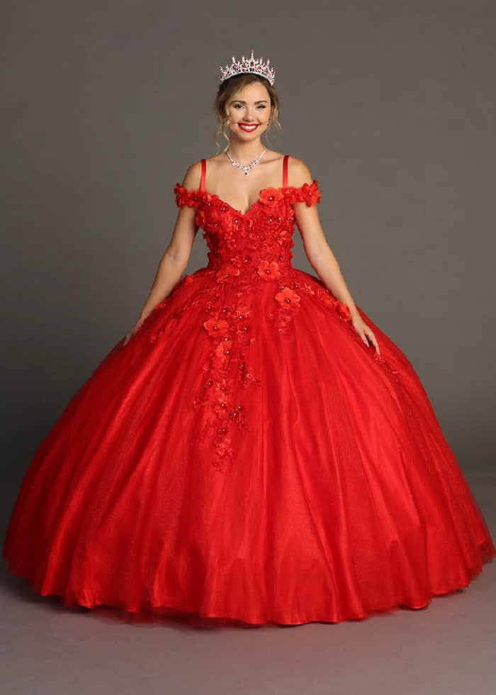 Chicas G20201 Romantic Printed Glitter Quinceañera Royal BallDress Tulle Dress