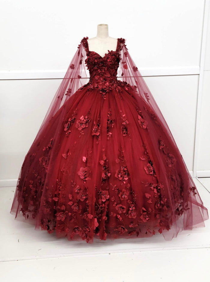 Chicas HF3018 Printed Royal BallDress Illusion Floral Tulle Dress
