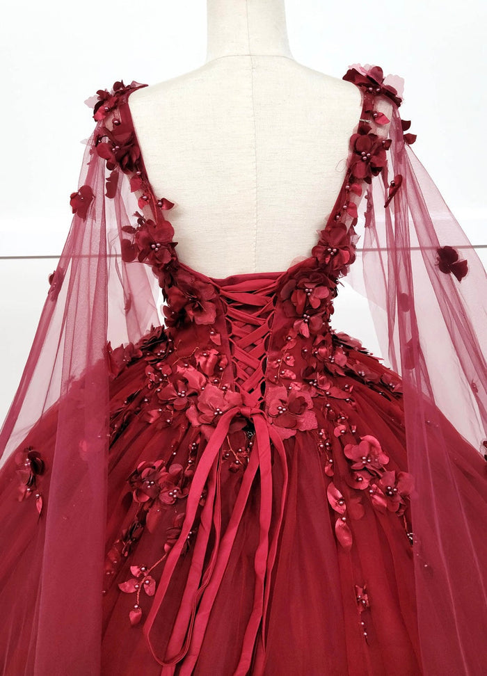 Chicas HF3018 Printed Royal BallDress Illusion Floral Tulle Dress