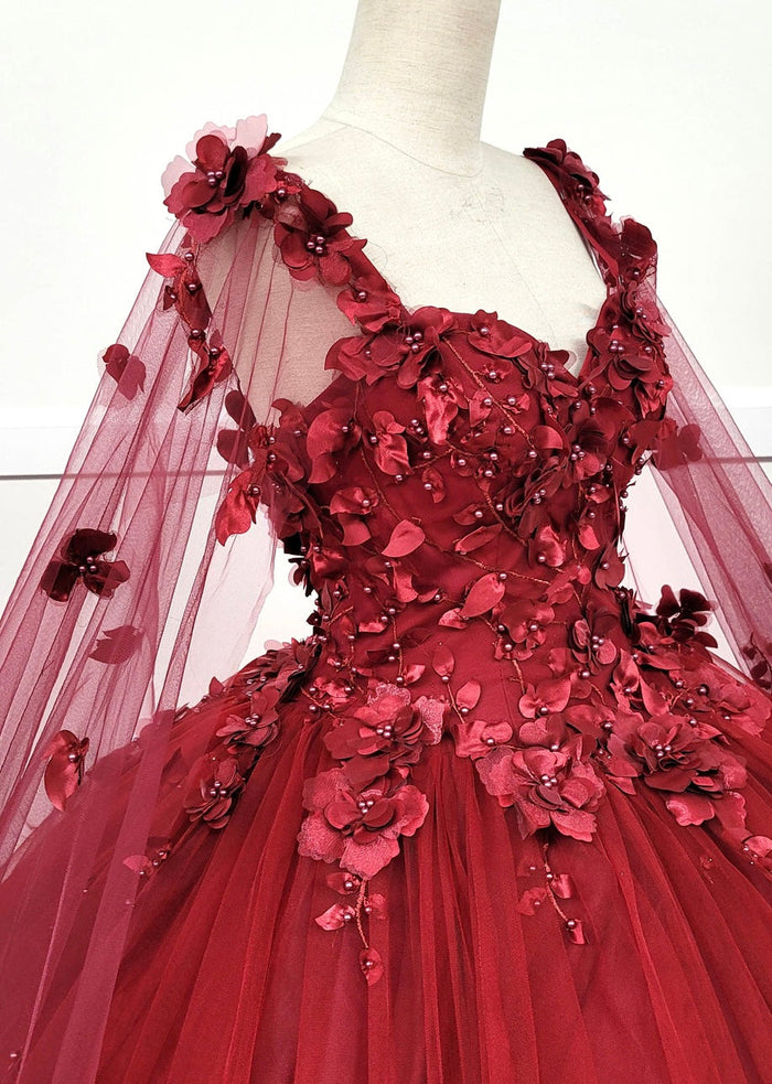 Chicas HF3018 Printed Royal BallDress Illusion Floral Tulle Dress