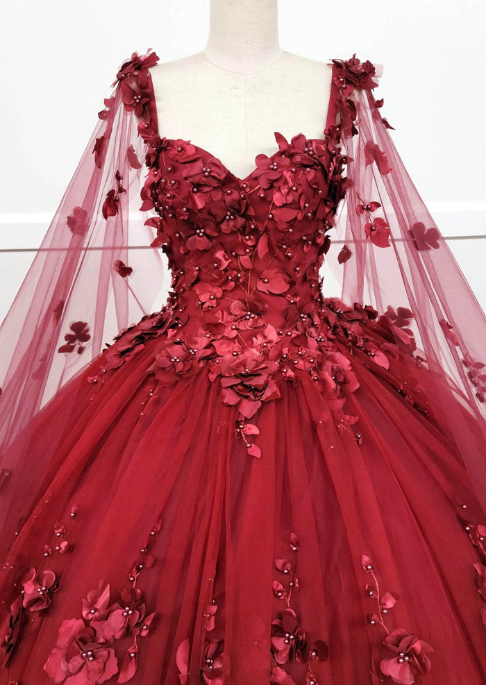 Chicas HF3018 Printed Royal BallDress Illusion Floral Tulle Dress