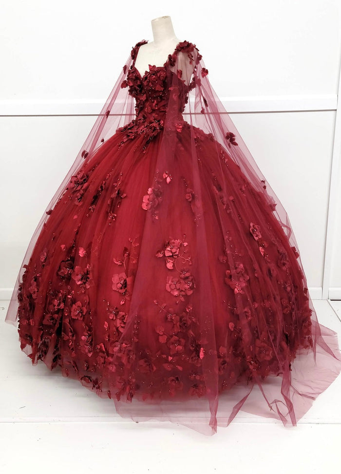 Chicas HF3018 Printed Royal BallDress Illusion Floral Tulle Dress