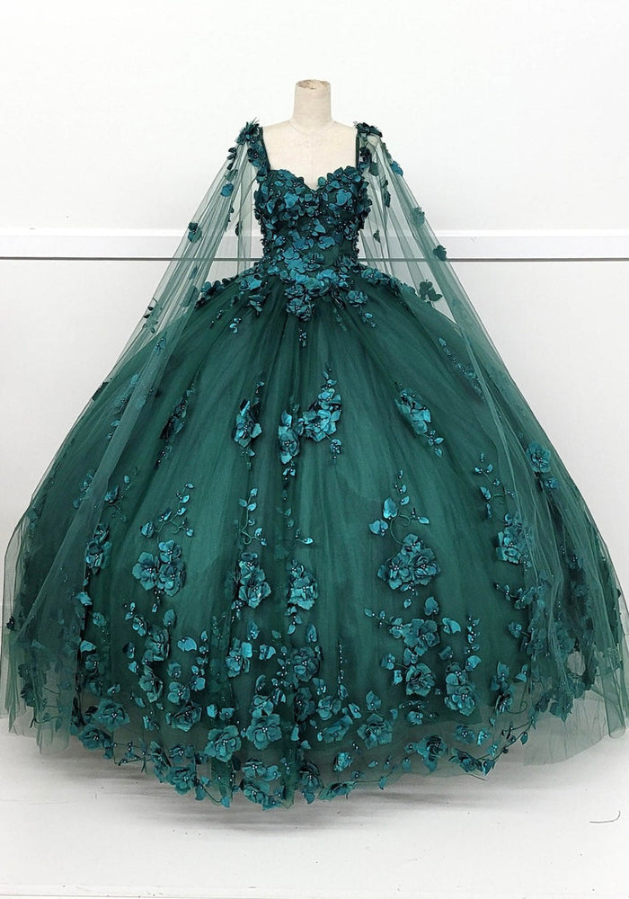Chicas HF3018 Printed Royal BallDress Illusion Floral Tulle Dress