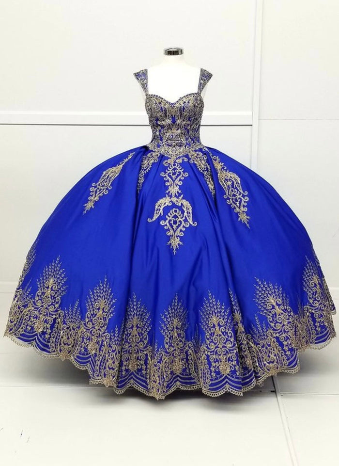 Chicas HF3007 Printed Metallic BallDress Sweetheart Floral Organza Dress