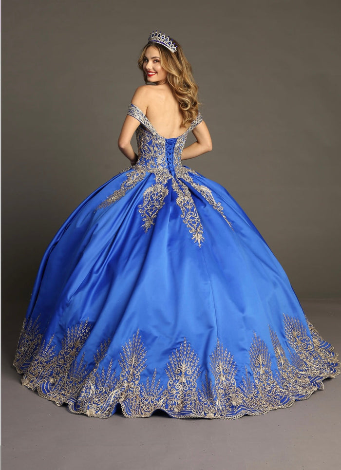 Chicas HF3007 Printed Metallic BallDress Sweetheart Floral Organza Dress