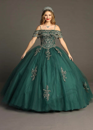 Chicas HF3004 Red BallDress Floor-Length Corset Embroidered Tulle Dress