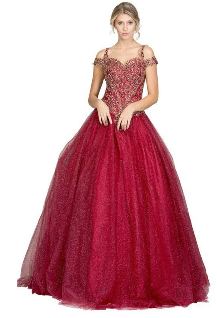 Chicas C1535 Quinceañera Royal BallDress Floor-Length Corset Embroidered Tulle Dress
