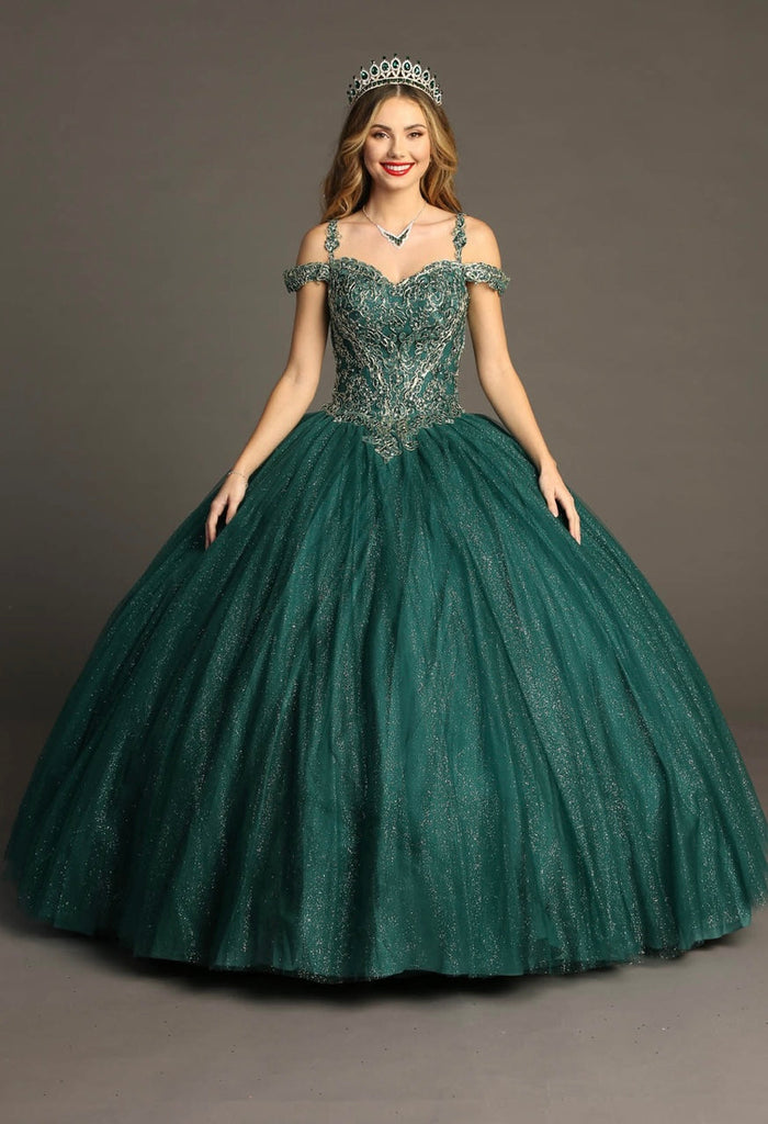 Chicas C1535 Quinceañera Royal BallDress Floor-Length Corset Embroidered Tulle Dress