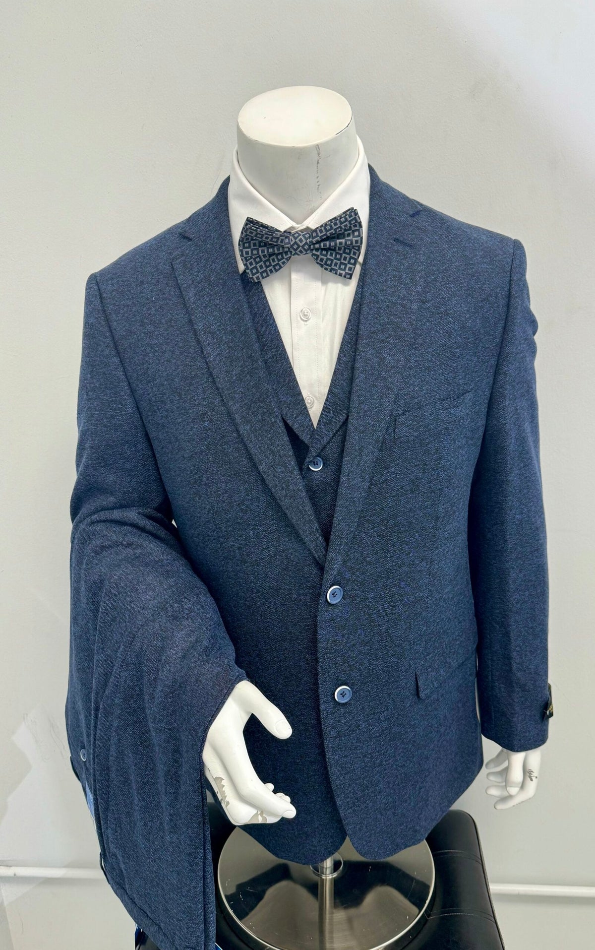 Sean Alexander 3Pc Suit Navy Tweed