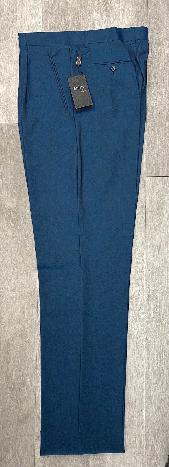 Tiglio Luxe 2521 Comfort Fit Single Pleated Pants 18 Inch Leg TS5128/A Teal Blue (SIZE 42 & 48 ONLY)