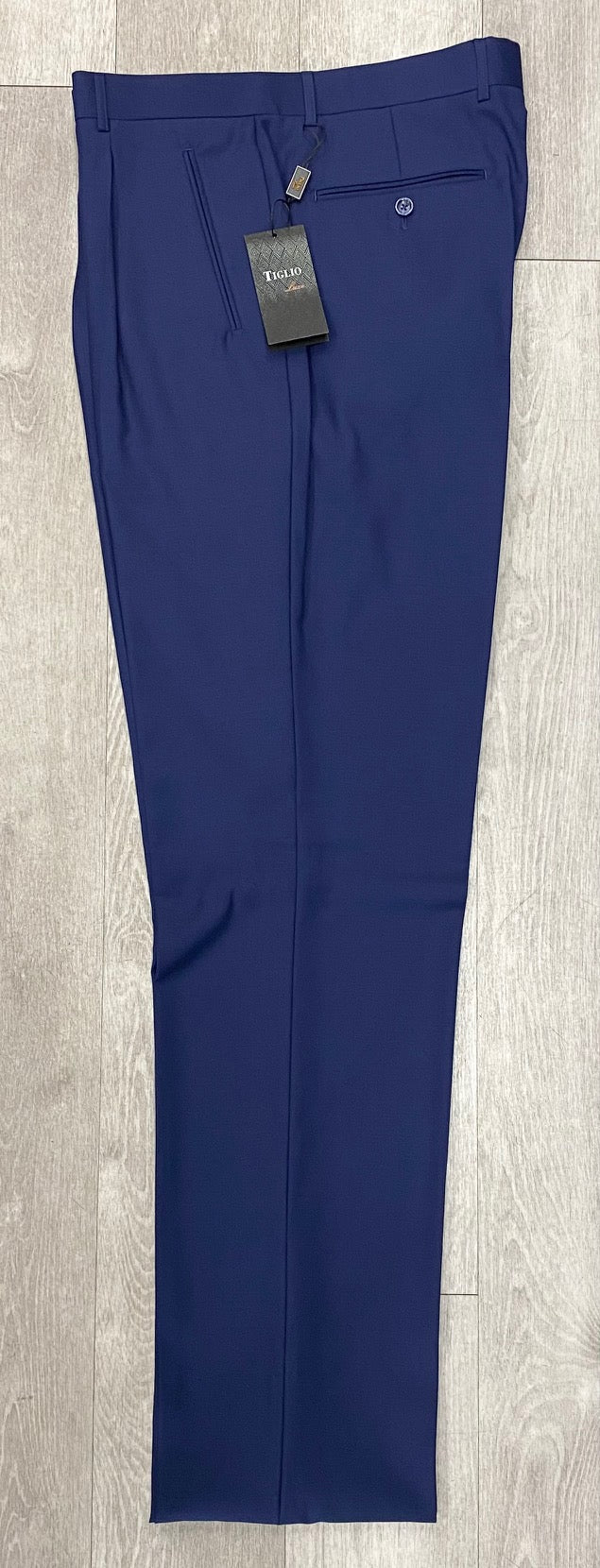 Tiglio Luxe 2521 Comfort Fit Single Pleated Pants 18 Inch Leg TIG5966 Blue (SIZE 50 ONLY)