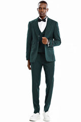 1920s Mens Suit - 1920s Mens Outfit - 1920s  costume  Bold Pinstripe Wide Suit in Hunter Green - Men's Tuxedo USA