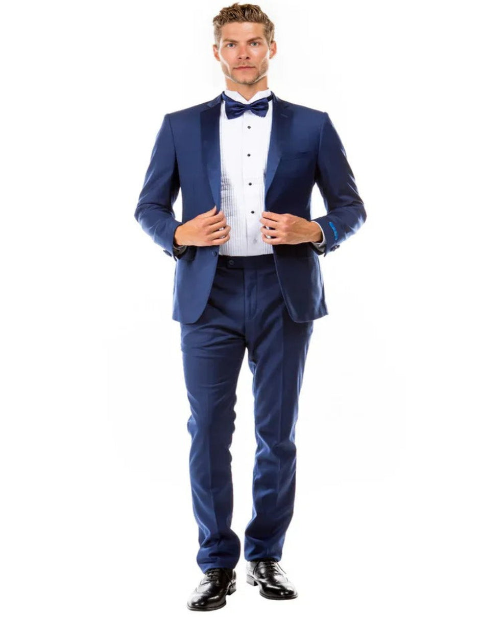 Blue Wedding Tuxedo - Men's Two Button Slim Fit Wedding & Prom Indigo Blue Tuxedo