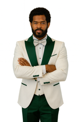 hilton-white-and-hunter-green-paisley-peak-lapel-tuxedo-jacket-with-matching-shawl-vest-and-wool-pants-includes-bow-tie