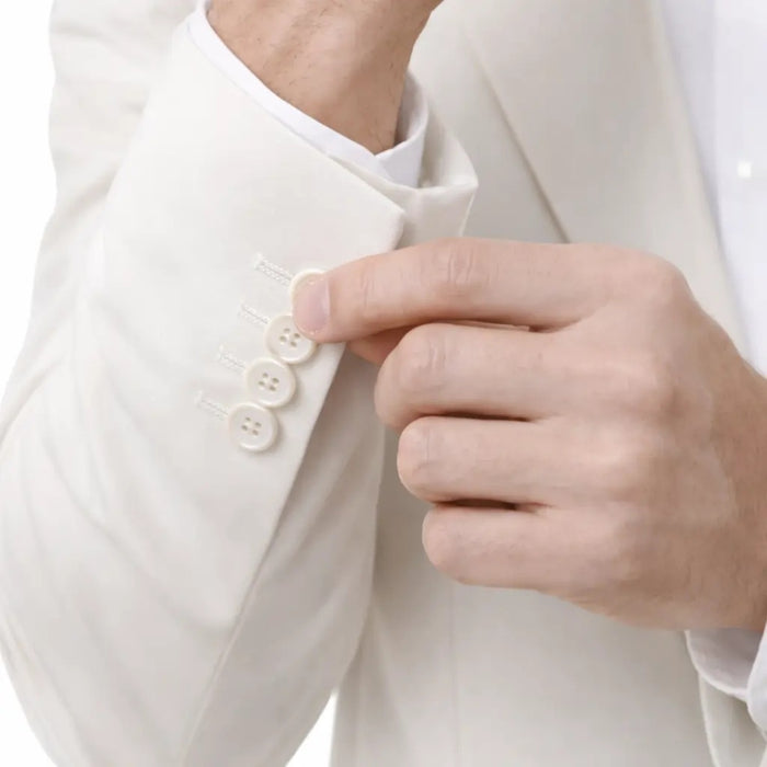 Elegant Ivory White Blazer for Men – Peak Lapel Modern Fit Formal Jacket