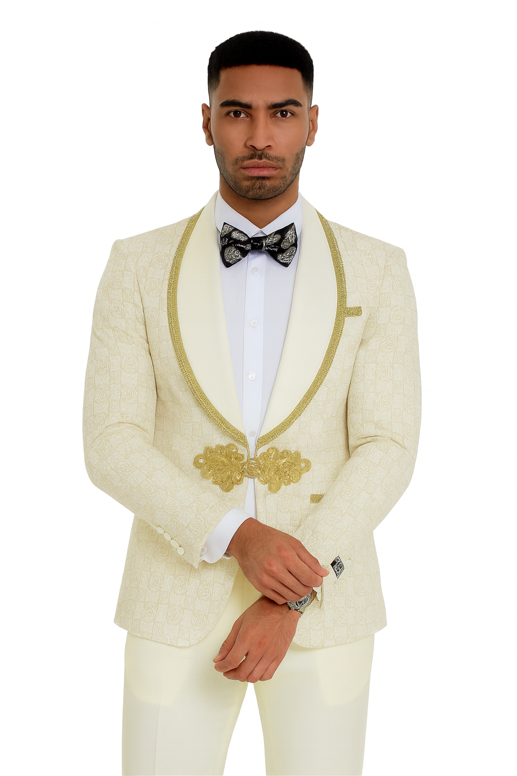 2025 Ivory and Gold 2pc Men's Suit by Tazzio