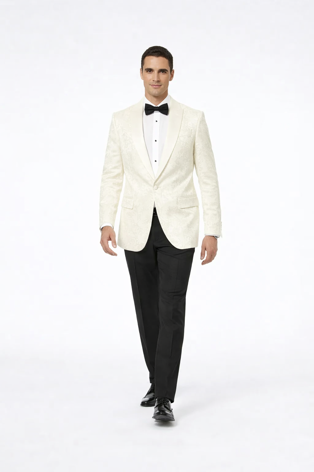 Ivory Paisley Tuxedo Jacket | Shawl Lapel Wedding & Prom Suit Blazer