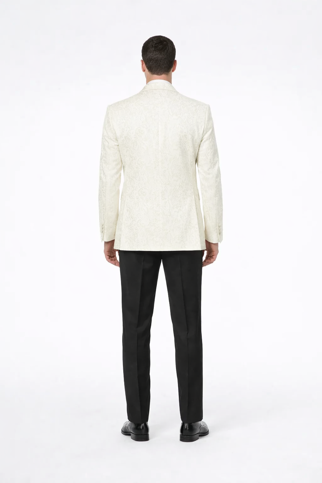 Ivory Paisley Tuxedo Jacket | Shawl Lapel Wedding & Prom Suit Blazer