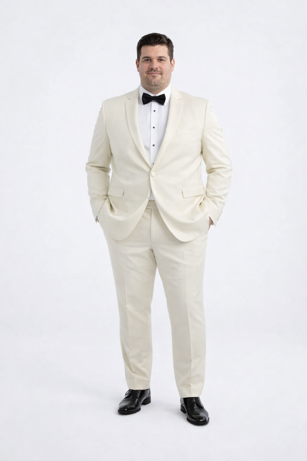 Men’s Designer Ivory Slim Fit Tuxedo – Peak Lapel Wedding Style