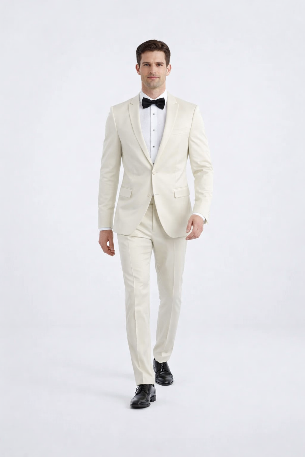 Men’s Designer Ivory Slim Fit Tuxedo – Peak Lapel Wedding Style