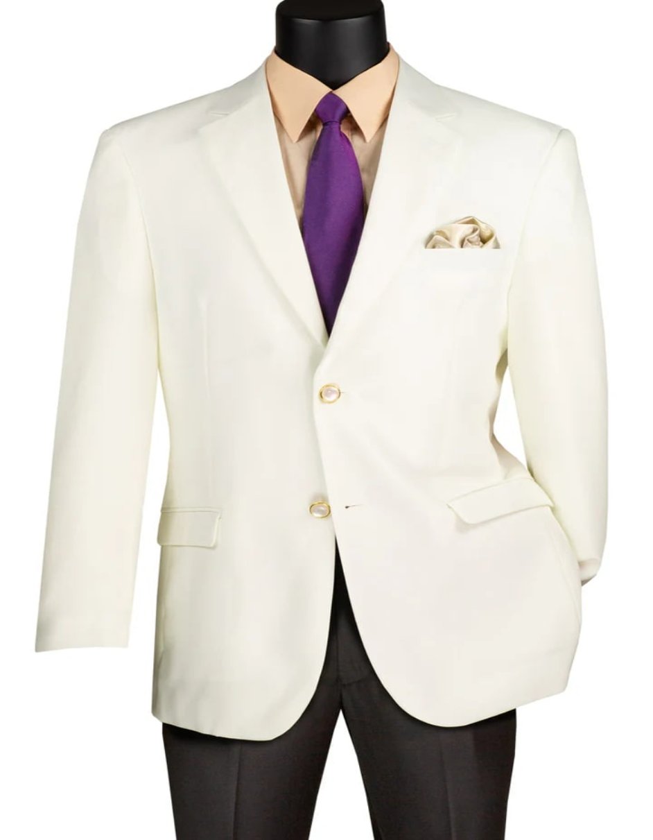 Mens Classic Fit Poplin Club Sport Coat Ivory Blazer - Men's Tuxedo USA