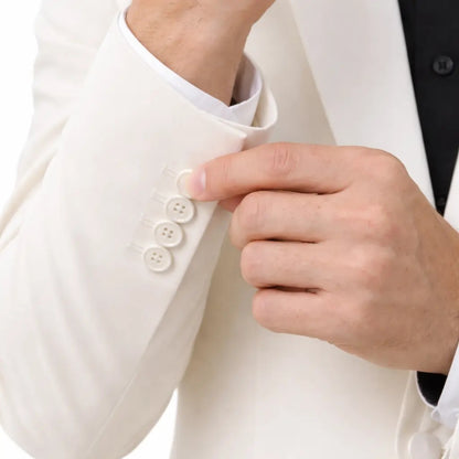 Men’s Ivory White Blazer with Shawl Collar – Modern Fit Formal Dinner Jacket