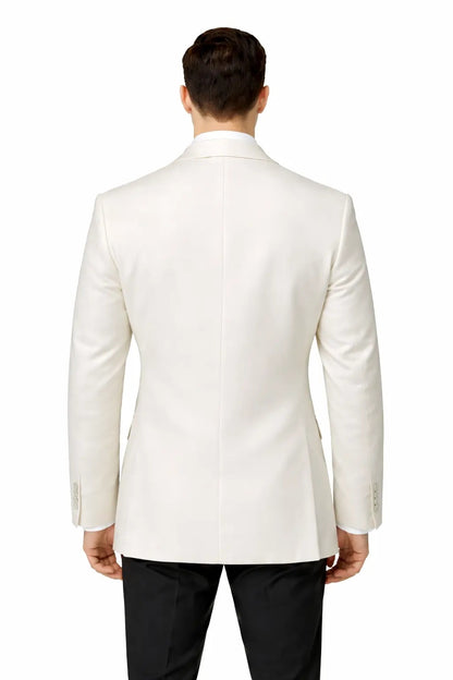 Elegant Ivory White Blazer for Men – Peak Lapel Modern Fit Formal Jacket