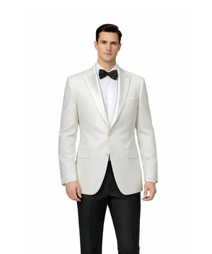 Elegant Ivory White Blazer for Men – Peak Lapel Modern Fit Formal Jacket