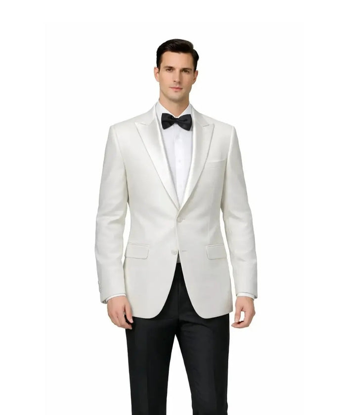Elegant Ivory White Blazer for Men – Peak Lapel Modern Fit Formal Jacket