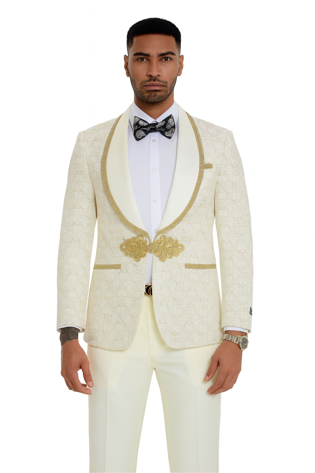 2025 Ivory and Gold 2pc Men's Suit by Tazzio