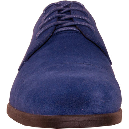 Bravo Mens Formal Suede Style Wedding & Prom Cap Toe Dress Shoe in Royal Blue