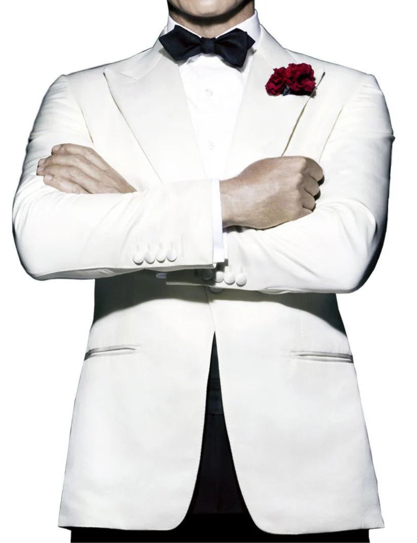 Men’s Ivory White Spectre Blazer – Classic Formal Jacket for Groom and Events