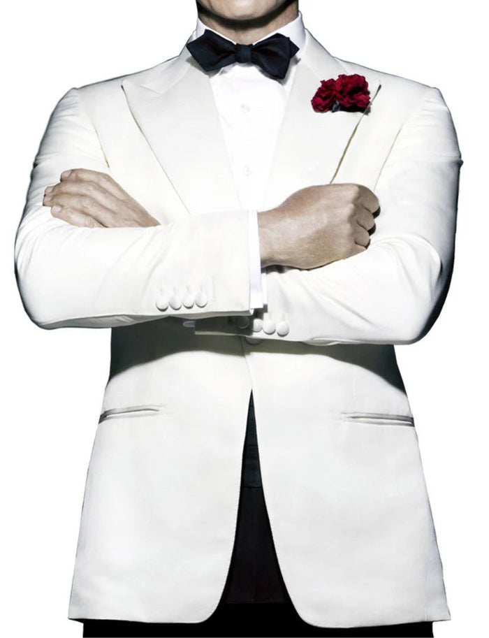 Men’s Ivory White Spectre Blazer – Classic Formal Jacket for Groom and Events