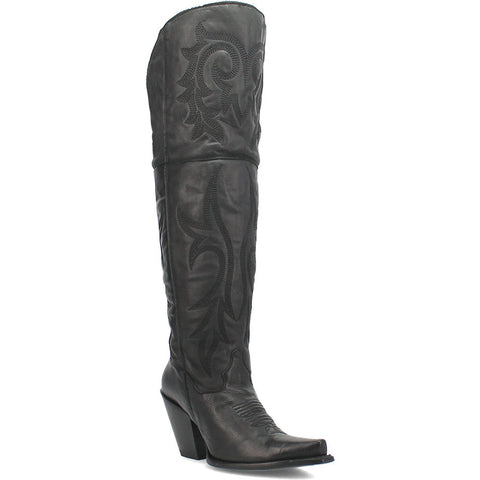 Dan Post Womens Jilted Black 20 Snip Toe Over-the-Knee Zipper Boot