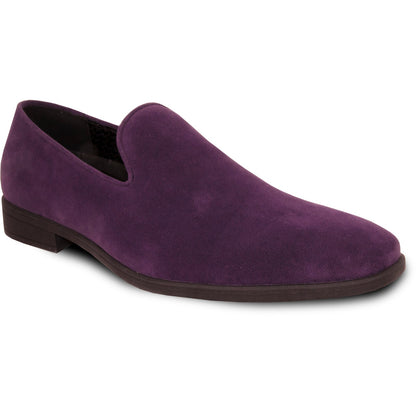 Bravo Mens Vegan Suede Wedding & Prom Slip On Loafer Dress Shoe in Purple