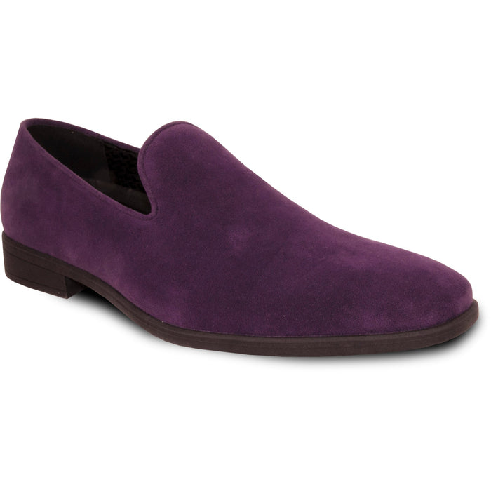 Bravo Mens Vegan Suede Wedding & Prom Slip On Loafer Dress Shoe in Purple