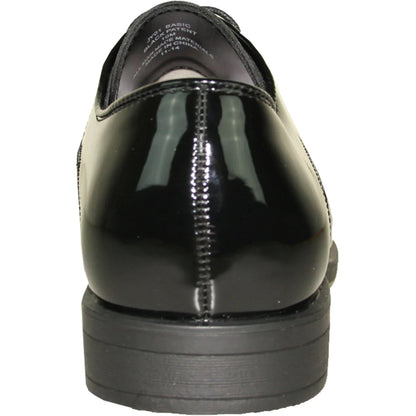 Bravo Mens Classic Formal Shiny Patent Tuxedo Shoe in Black