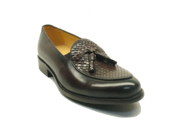 Carrucci KS708-05 Carrucci Calfskin Woven Tassel Loafers
