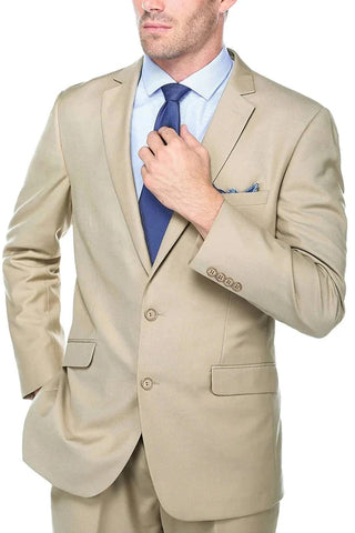 Mens Basic Two Button Slim Fit Suit in Light Khaki - Men's Tuxedo USA