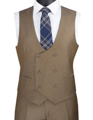 Mens Eggplant Tuxedo - Men's Modern Fit Tuxedo Suit with Double Breasted Satin Trim Khaki Vest