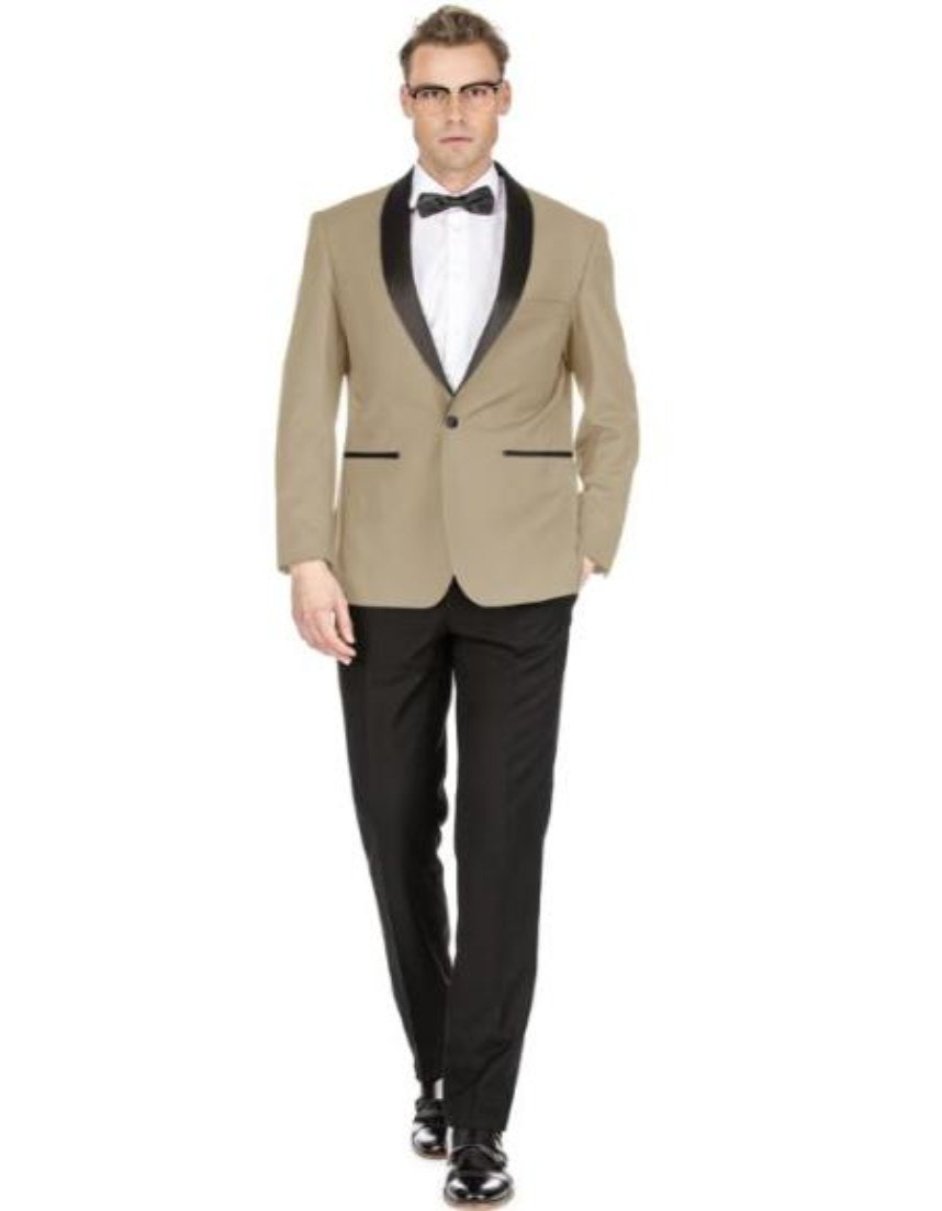 Mens Single Breasted Khaki Besom Pockets Tuxedo - Men's Tuxedo USA