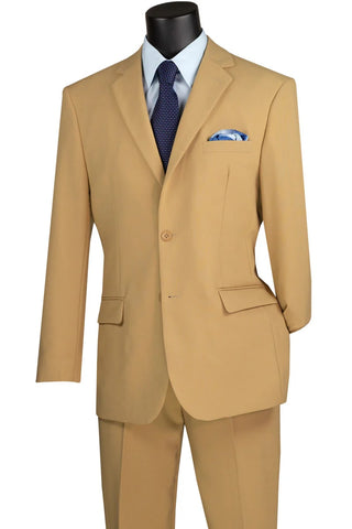 Mens 2 Button Classic Poplin Suit in Khaki