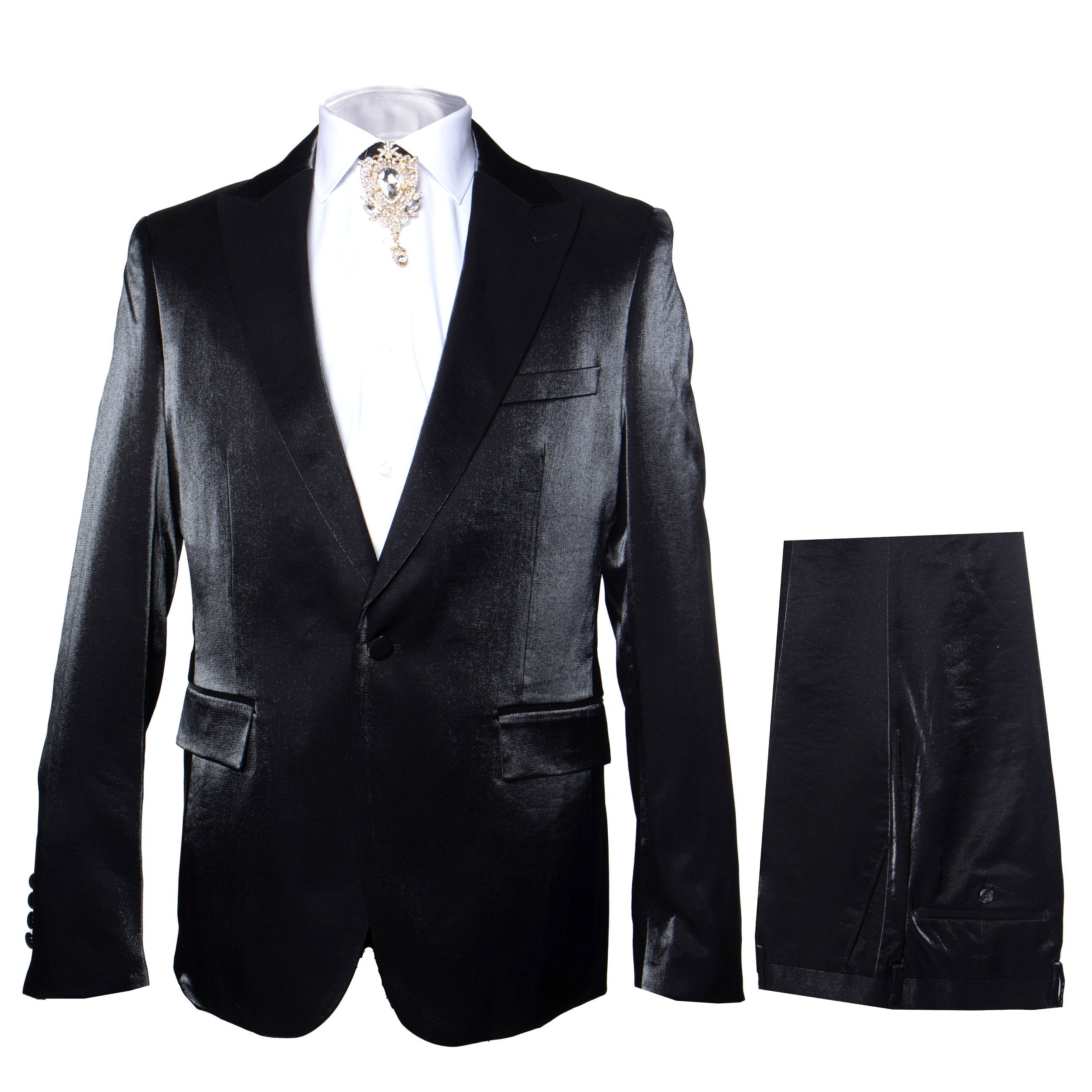 Rossi Man LEO RM1600 ƒ?? Black Slim Fit 3-Piece Suit for Men | Timeless Classic Formalwear