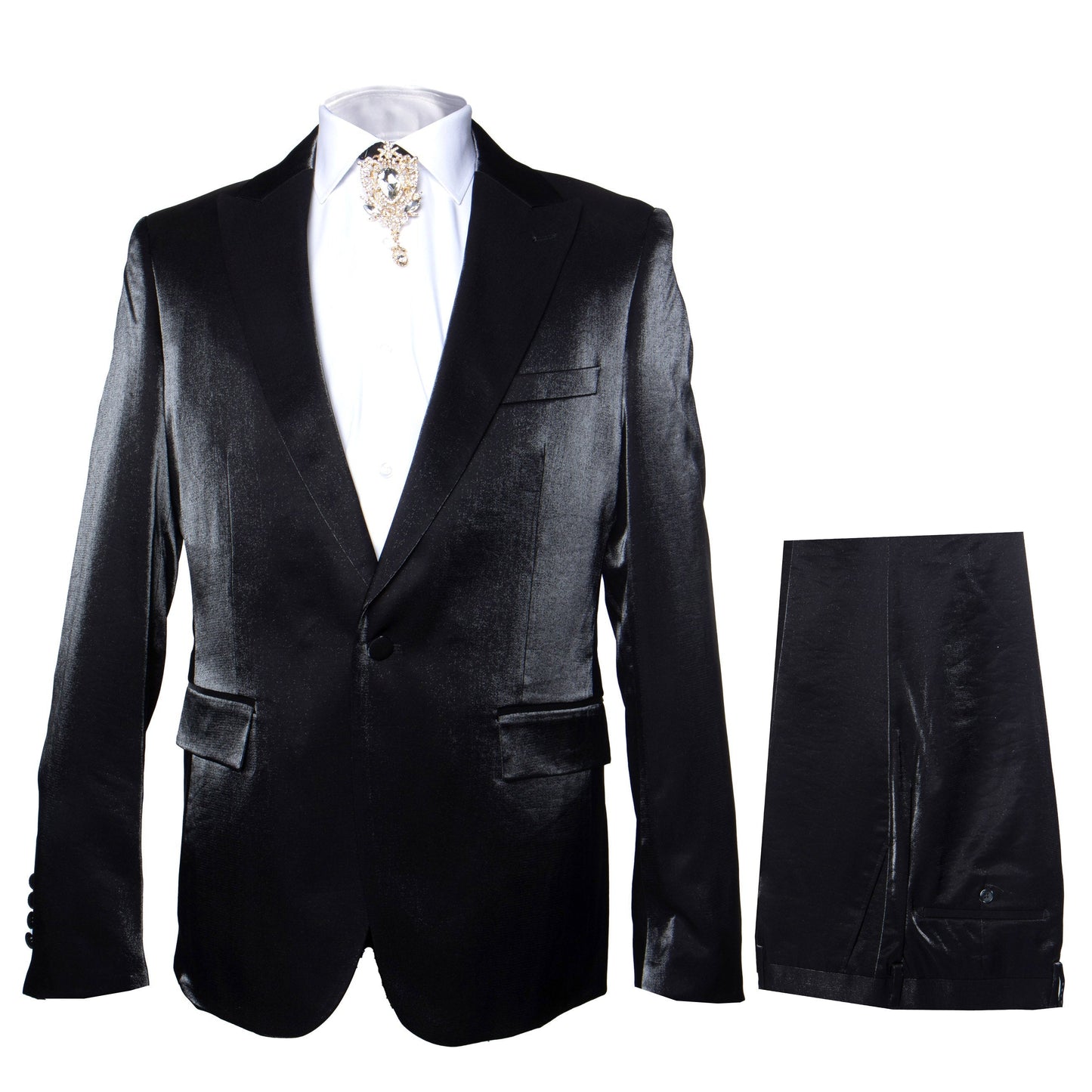Rossi Man LEO RM1600 Black Slim Fit 3-Piece Suit for Men | Timeless Classic Formalwear
