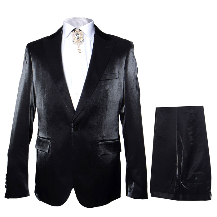 Rossi Man LEO RM1600 Black Slim Fit 3-Piece Suit for Men | Timeless Classic Formalwear