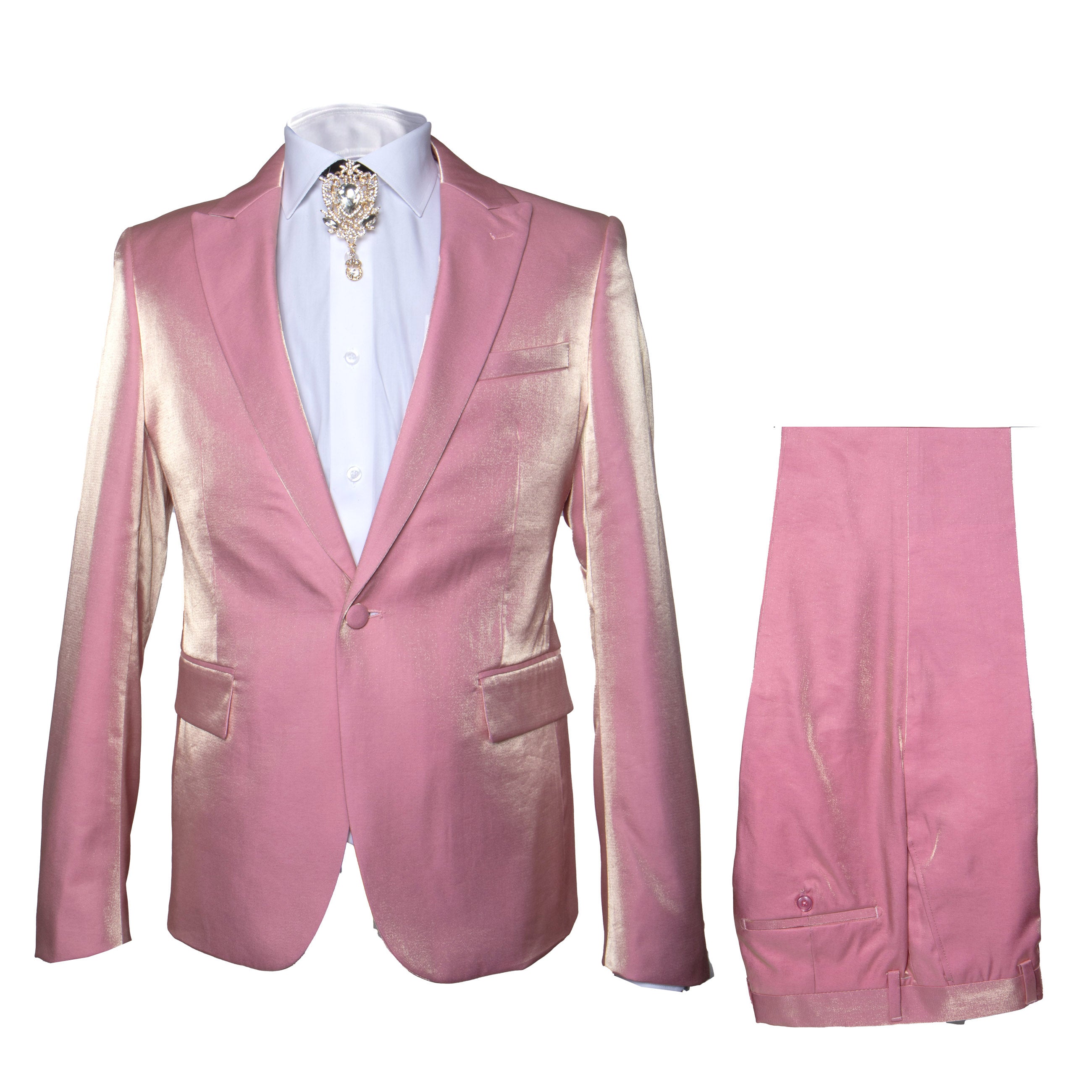Rossi Man LEO RM1602 ƒ?? Men's 3-Piece Slim Fit Suit in Pink | Modern Classic Formalwear