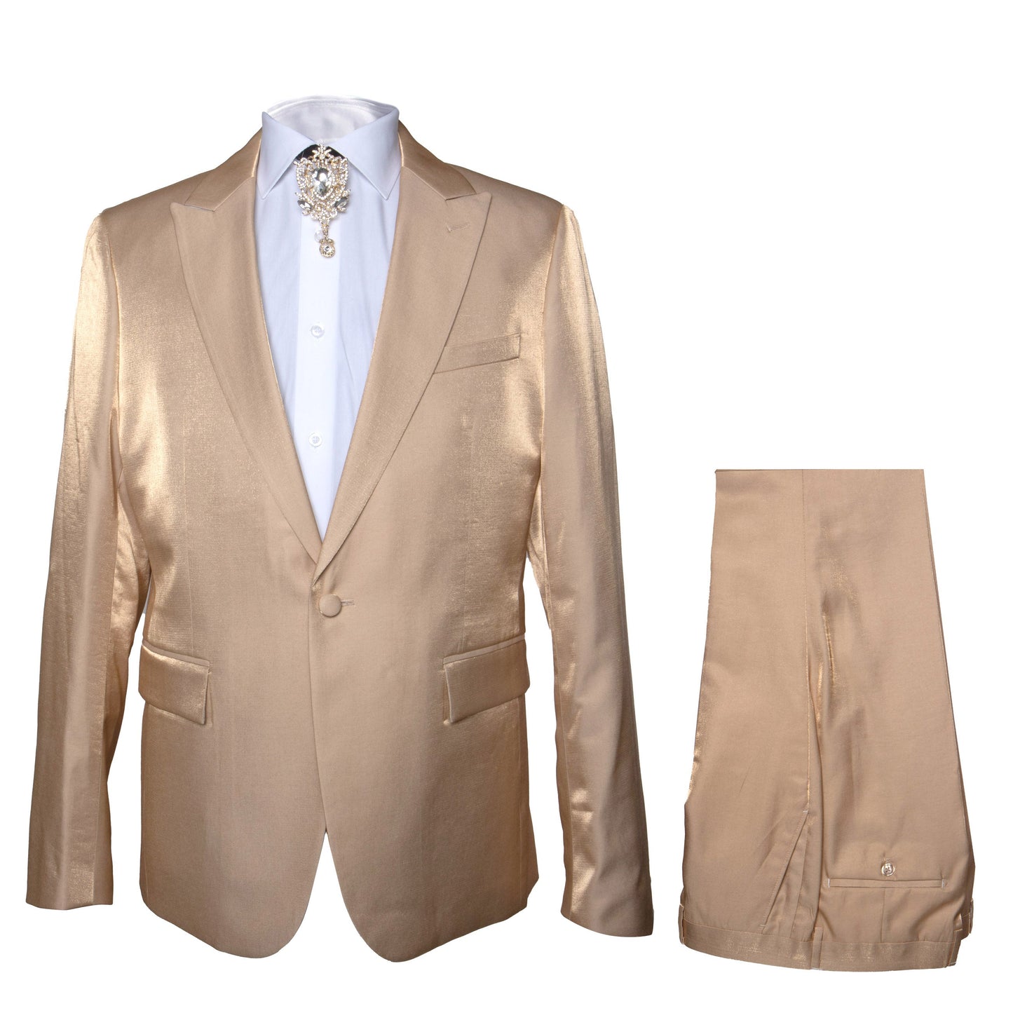 Rossi Man LEO RM1605 ?? Men's Gold Slim Fit 3-Piece Suit | Elegant Modern Formalwear
